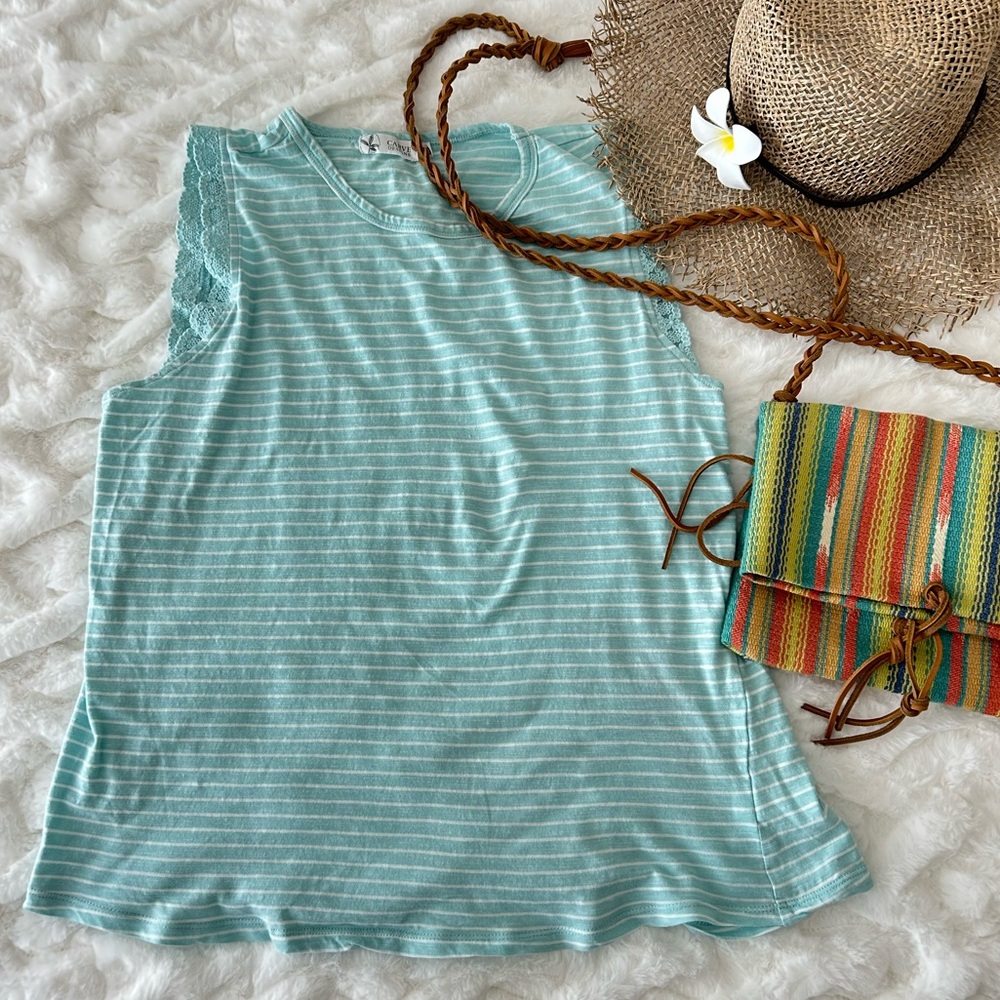 Carve Designs lace shoulder trim tank Large - Picture 2 of 7